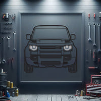 2020 Land Rover Defender front view metal neon car wall art – laser‑cut steel décor for off‑road SUV enthusiasts