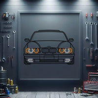 1994 BMW 530i front view metal neon car wall art – laser-cut steel décor for classic sedan enthusiasts