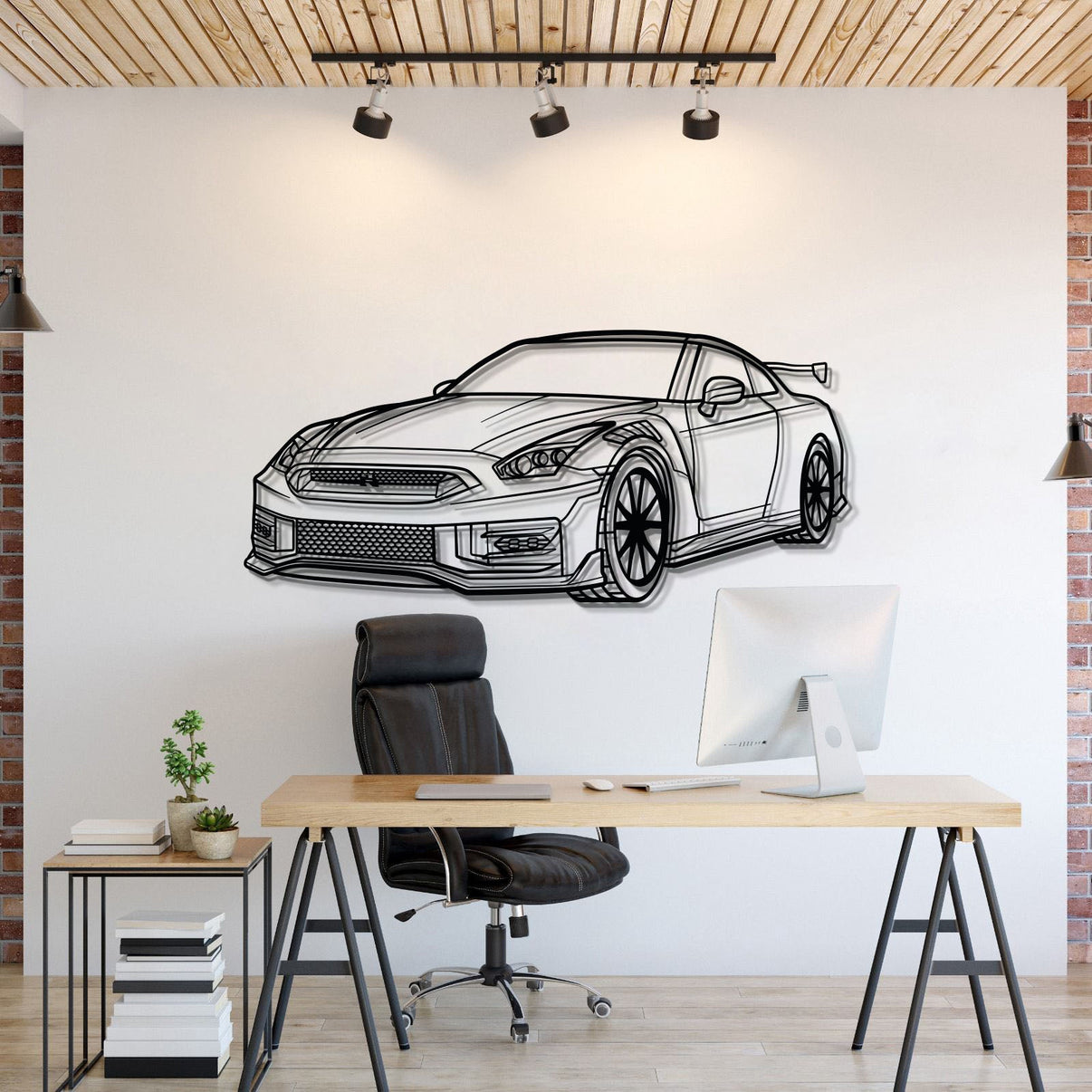 2010 Nissan GT-R R35 perspective metal wall art laser cut steel silhouette