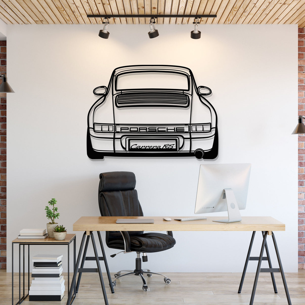 Porsche 911 964 back view metal wall art – CNC laser-cut steel silhouette