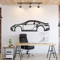 Metal car wall art featuring Porsche 911 Type 993 enhancing garage décor