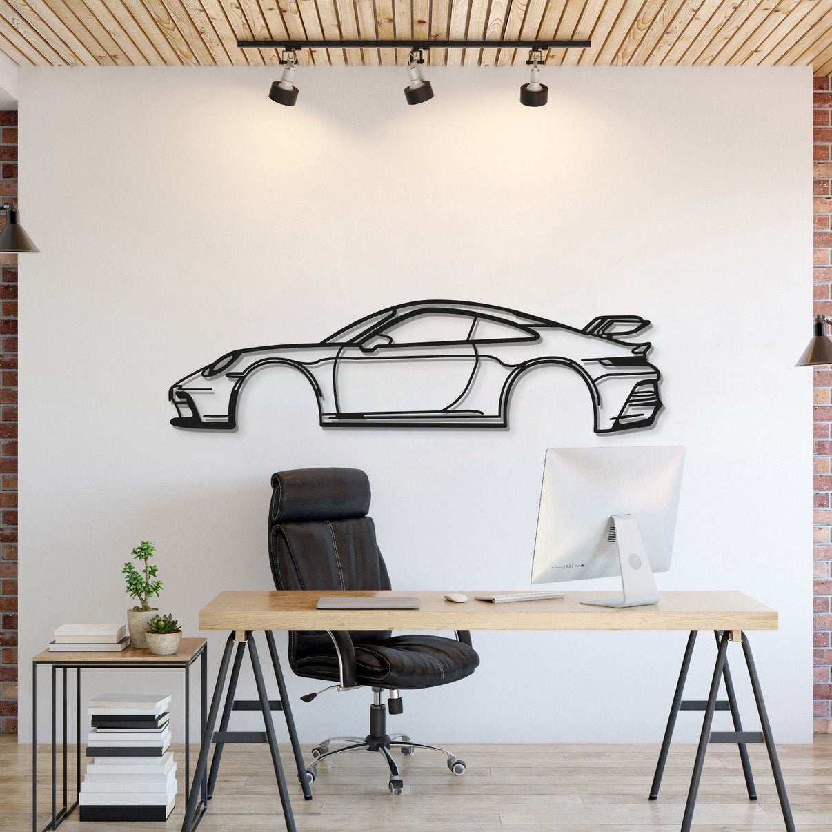 Porsche 911 GT3 Model 992 metal car wall art silhouette for garage décor