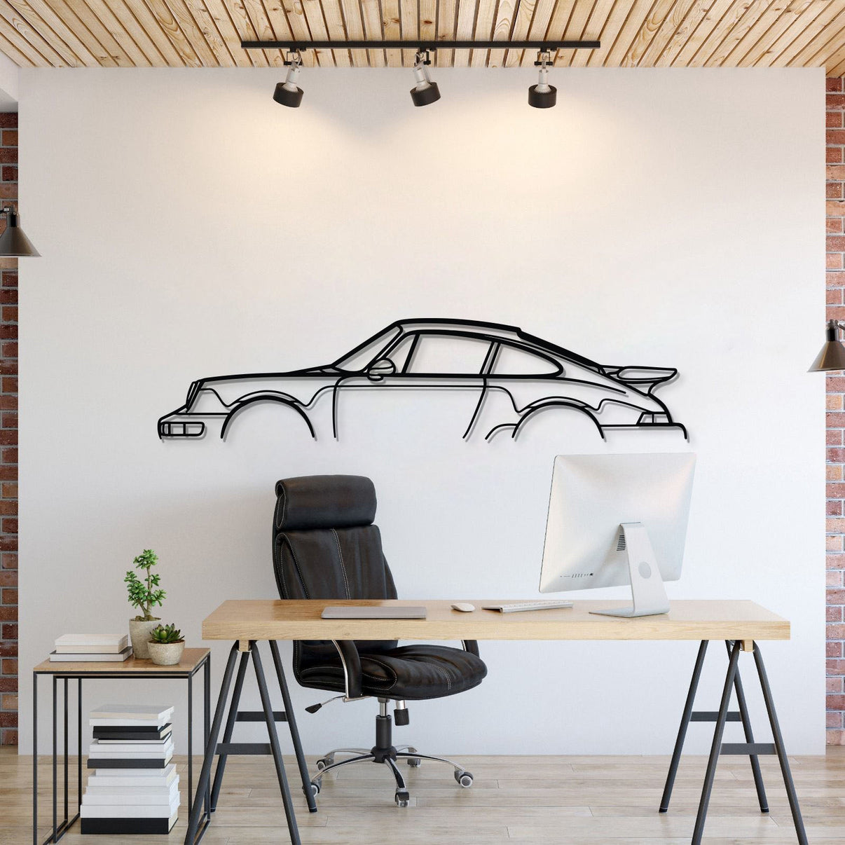 Let the Porsche 964 Turbo silhouette bring classic performance to your wall
