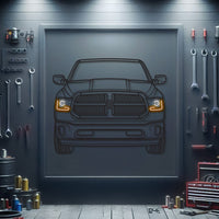 RAM 1500 RT front view metal neon car wall art – laser-cut steel décor for truck enthusiasts