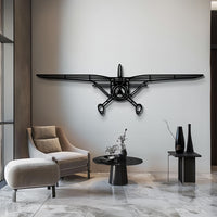 V77 Reliant Front Silhouette Metal Wall Art with Rotating Propeller - Classic Gull-wing Aviation Decor - Interactive Pilot & History Gift - KAFMEKU0034