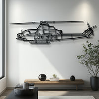 AH-1Z Viper Attack Helicopter Metal Wall Art - Bell Viper Silhouette Decor - Military Aviation Gift - KAFMEKU0039
