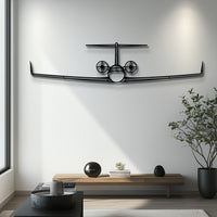 Gulfstream G550 Front Silhouette Metal Wall Art with Rotating Engine Fans - Interactive Business Jet Decor - Luxury Aviation Gift for Pilots - KAFMEKU0023