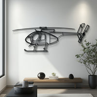 MD 530F Helicopter Metal Wall Art - Cayuse Warrior Silhouette Decor - Pilot & Aviation Enthusiast Gift - KAFMEKU0048