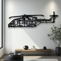 AW101 Merlin Helicopter Metal Wall Art with Rotating Rotor - Tactical Military & SAR Silhouette - Interactive Decor for Pilots & Veterans - KAFMEKU0012