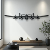 Avro Lancaster MK I Front Silhouette Metal Wall Art with 4 Rotating Propellers - WWII RAF Bomber Decor - Interactive Pilot & History Gift - KAFMEKU0027