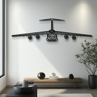 C-5 Galaxy Front Silhouette Metal Wall Art with Rotating Engine Fans - Strategic Military Airlift Decor - Pilot & Aviation Enthusiast Gift - KAFMEKU0014