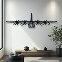 KC-130J Hercules Military Transport Metal Wall Art with Rotating 6-Blade Propellers - Tactical Front Silhouette - KAFMEKU0025