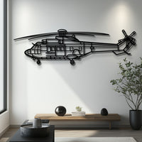 AS 332UL Super Puma Helicopter Metal Wall Art with Rotating Rotor - Interactive Aviation Silhouette - Pilot, SAR & Veteran Gift - KAFMEKU0010