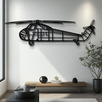 H-34 Choctaw Helicopter Metal Wall Art with Rotating Rotor - Vintage Military Aviation Silhouette - Pilot & Veteran Gift - KAFMEKU0035