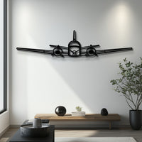 Beechcraft C50 Twin Bonanza Excalibur Front Silhouette Metal Wall Art with Rotating Propellers - Interactive Classic Aviation Dec - KAFMEKU0015