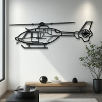 EC135T2 Helicopter Metal Wall Art - Modern Eurocopter Silhouette Decor - EMS & Aviation Enthusiast Gift - KAFMEKU0043