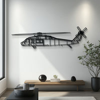 UH-60L Black Hawk Helicopter Metal Wall Art - Tactical Utility Silhouette Decor - Military & Pilot Gift - KAFMEKU0047