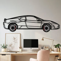 Ferrari F430 Scuderia Metal Car Wall Art with Rotating Wheels - Track-Focused V8 Silhouette - Interactive Automotive Wall Art - KAFMEKA133