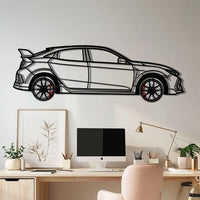 Honda Civic Type R Metal Car Wall Art with Rotating Wheels - JDM Performance Silhouette - Interactive Automotive Wall Decor - KAFMEKA142
