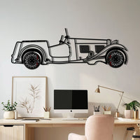 Vintage Classic Car Metal Wall Art with Rotating Wheels - Antique Roadster Silhouette Decor - Interactive Automotive Wall Art - KAFMEKA117