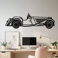 Vintage Classic Roadster Metal Car Wall Art with Rotating Wheels - Antique Car Silhouette Decor - Interactive Retro Automotive Art - KAFMEKA118