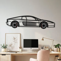 Ferrari Testarossa Metal Car Wall Art with Rotating Wheels - Iconic 80s Supercar Silhouette - Interactive Retro Automotive Decor - KAFMEKA136