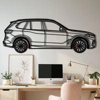 BMW X5 Metal Car Wall Art with Rotating Wheels - Modern SAV Silhouette Decor - Interactive Automotive Wall Art - KAFMEKA111