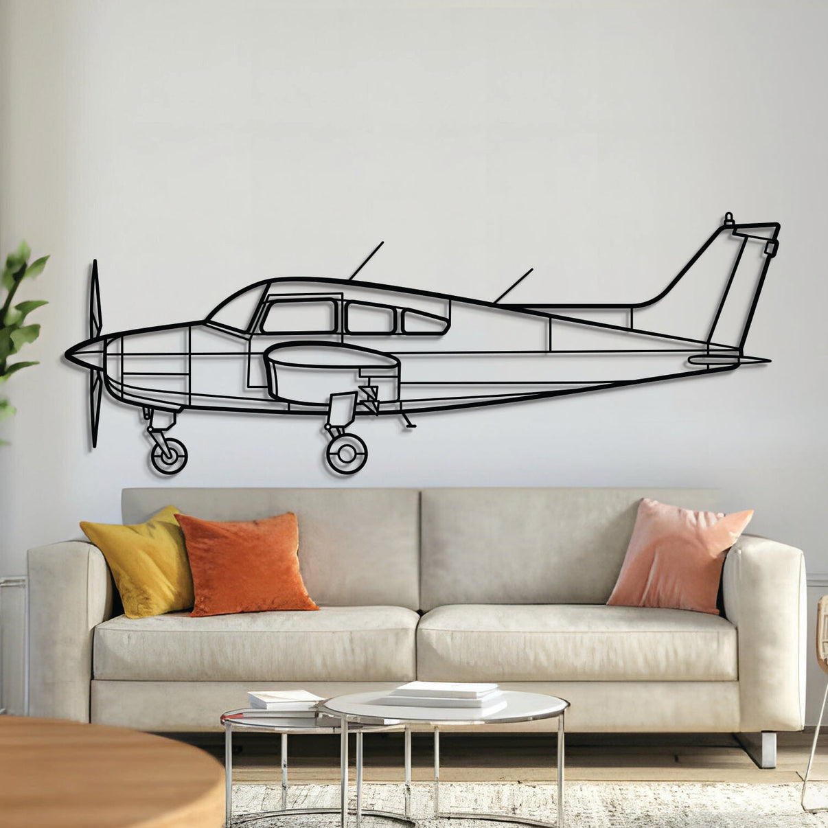 A23‑24 Musketeer metal aircraft wall art in 2 mm laser‑cut steel with matte powder‑coated textured finish and 3D elevation screws