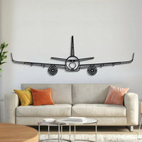 A320‑Neo Front metal aircraft wall art in 2 mm laser‑cut steel with matte powder‑coated textured finish and 3D elevation screws