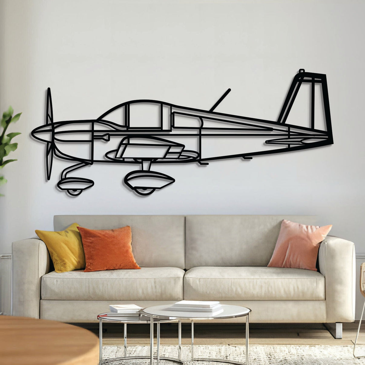 Gulfstream American AA‑1C Lynx 2‑seat light aircraft wall art, laser‑cut 2 mm steel with matte textured finish and 3D elevation