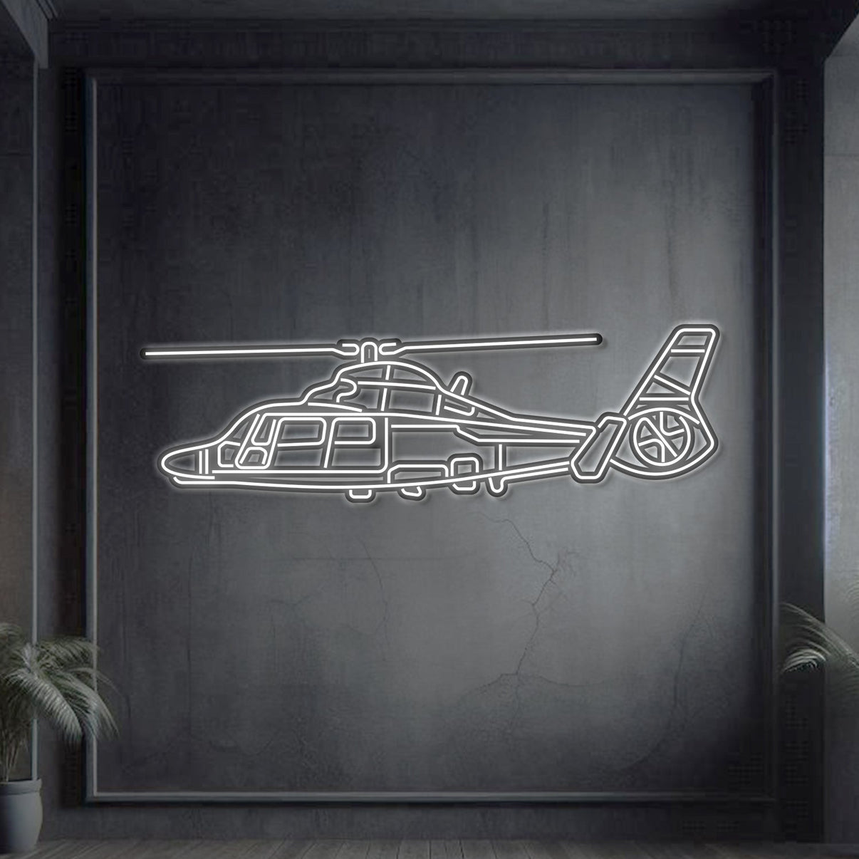 AS365 Dauphin laser-cut 2 mm steel neon wall art with matte finish and 3D floating effect