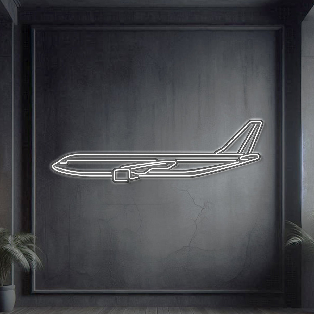 A300-600F metal neon wall art, laser-cut 2 mm steel with matte powder coat and stylish floating 3D effect