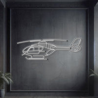 Airbus Juno HT1 RAF training helicopter neon silhouette wall art — laser-cut steel with glowing neon outline and bold 3D elevation