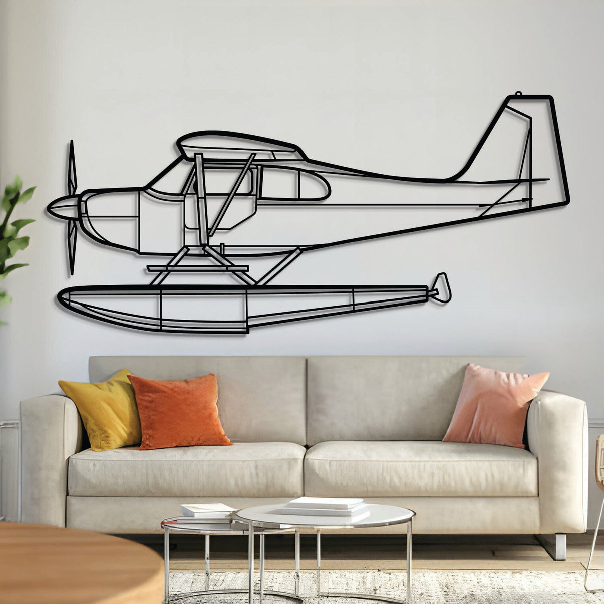 American Champion Citabria light aerobatic taildragger silhouette – laser‑cut 2 mm steel, textured matte powder‑coat finish, ready to hang