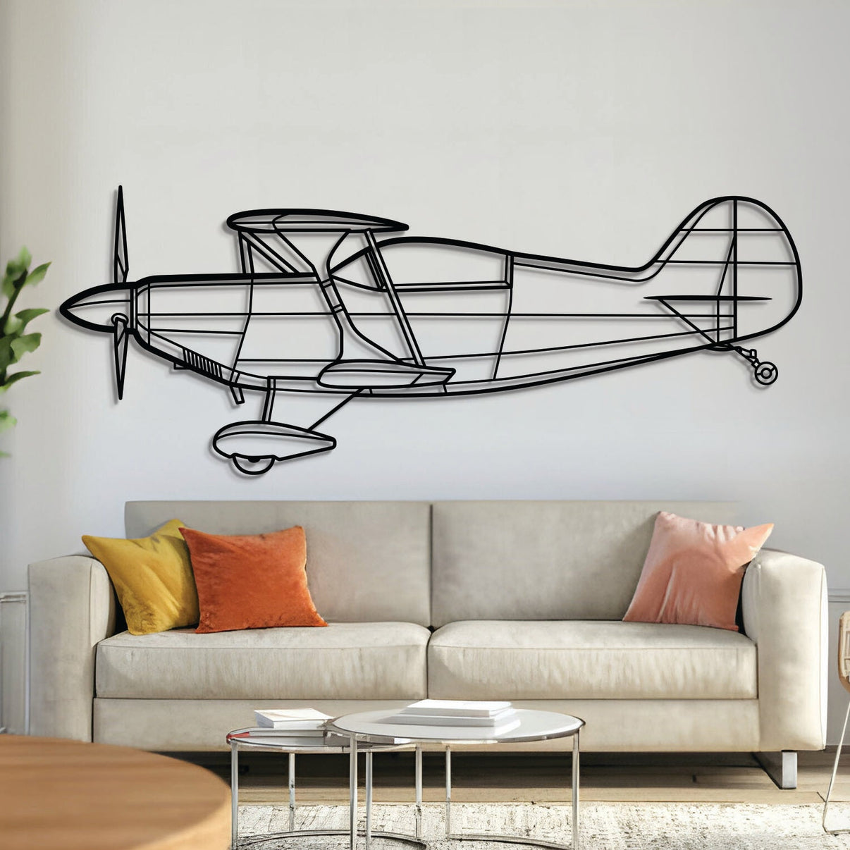 S-2B Tracker carrier-based anti-submarine warfare aircraft wall art, laser-cut textured steel with matte finish