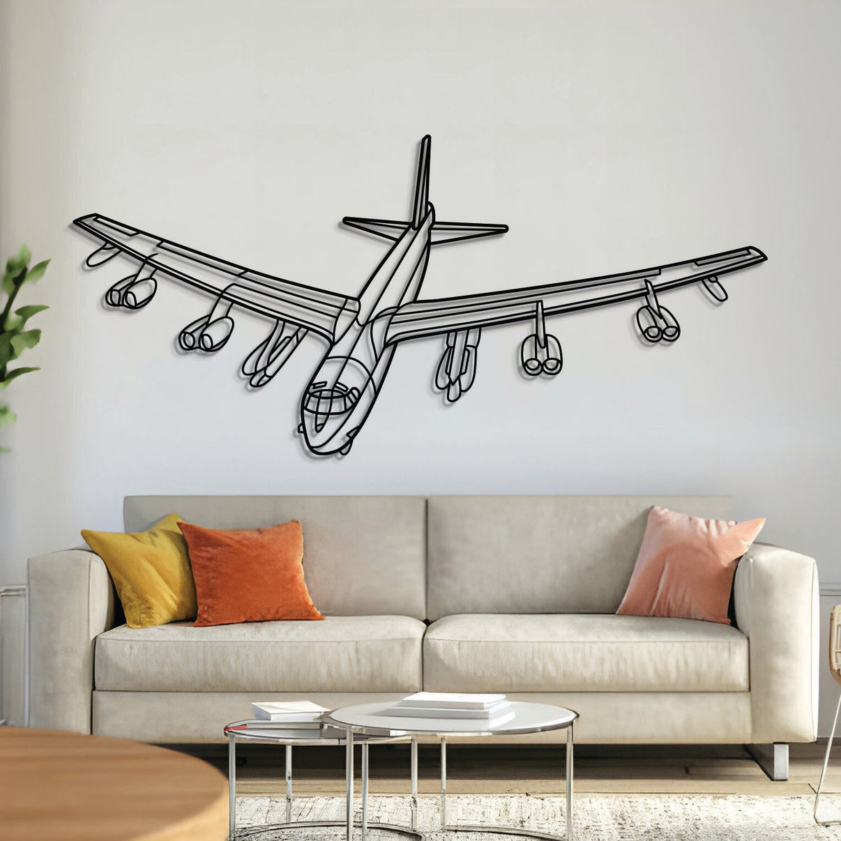 B‑52G Stratofortress bomber angle metal wall art – laser‑cut 2 mm steel, textured and matte powder‑coated, ready to hang