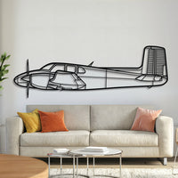Beechcraft Model 50 Twin Bonanza silhouette – laser‑cut 2 mm steel, textured matte powder‑coat finish, ready to hang