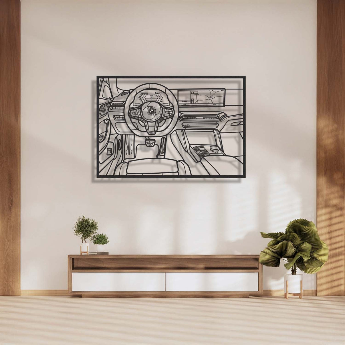 BMW M4 driver’s cockpit metal frame wall art