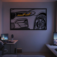 BMW M5 F90 CS front view metal neon frame wall art