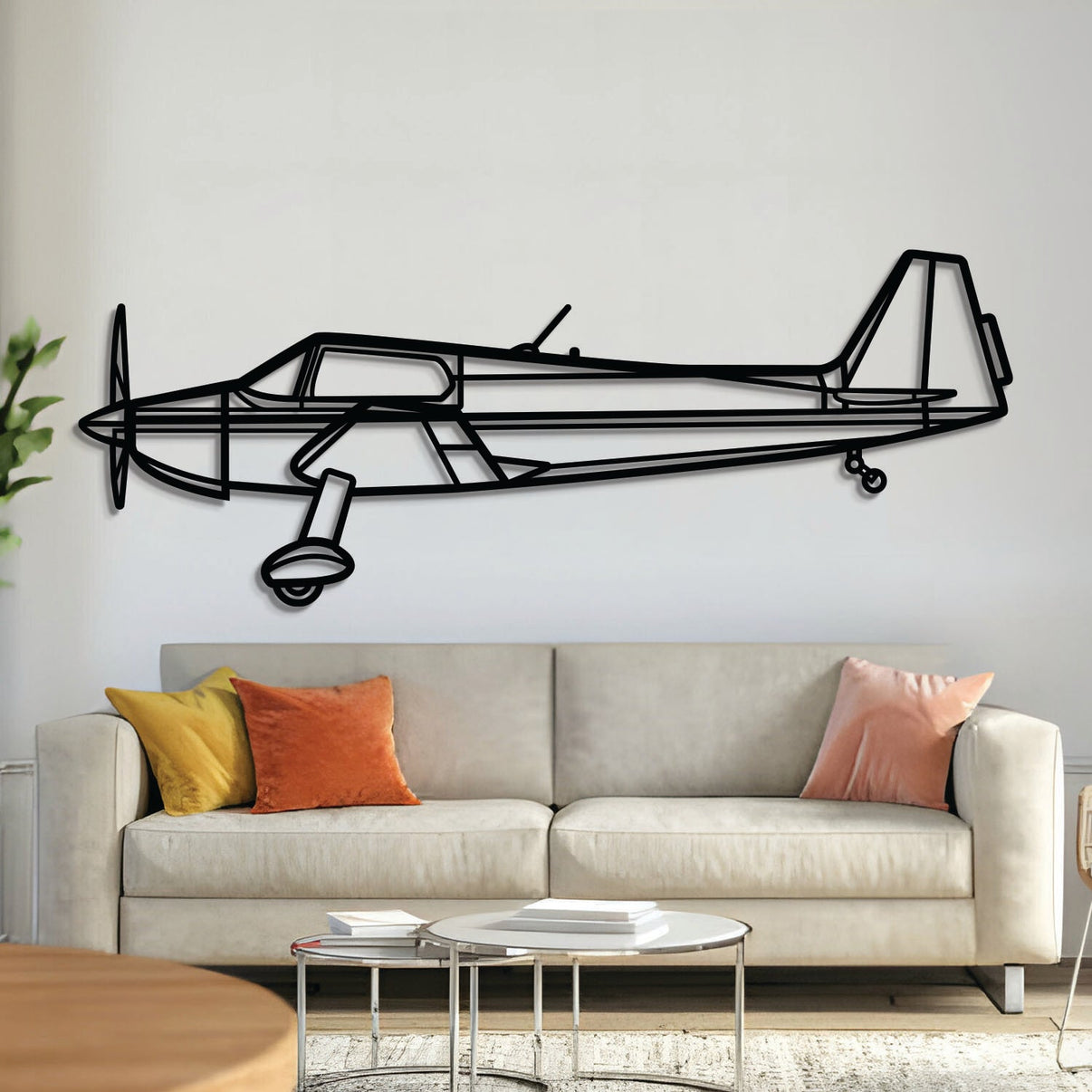 Bölkow Bo 207 light utility aircraft metal wall art, laser‑cut 2 mm steel with matte finish and 3D elevation
