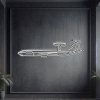 E‑3G Sentry AWACS front neon silhouette wall art, laser‑cut steel with distinctive radar dome and elevated 3D appeal