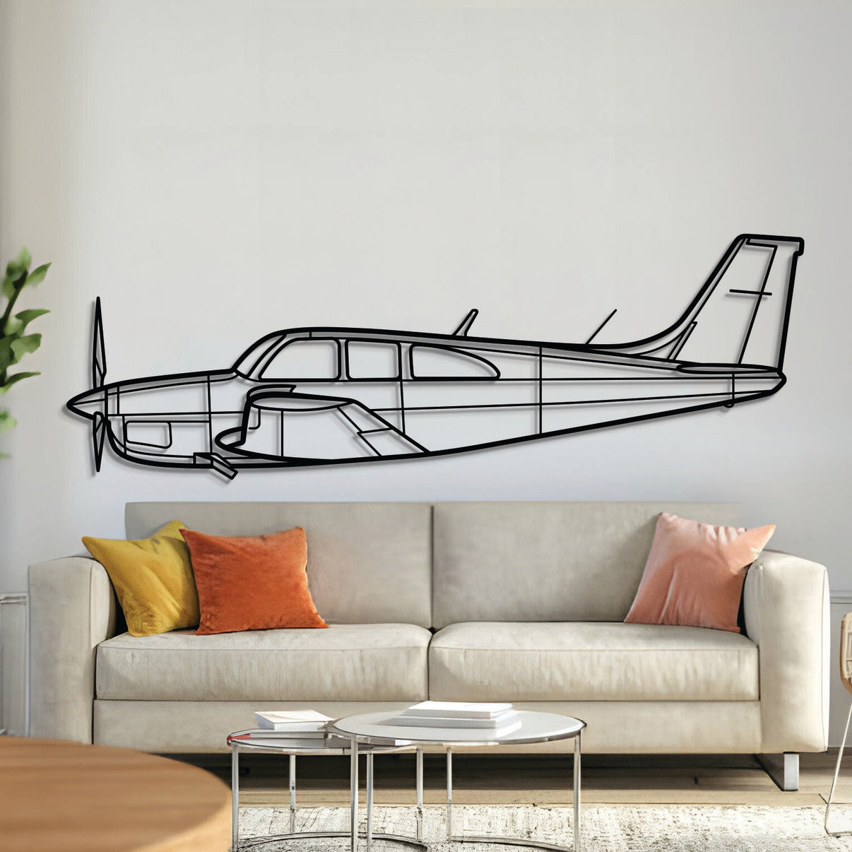 C33 metal aircraft wall art, laser-cut 2 mm steel with matte powder-coated texture