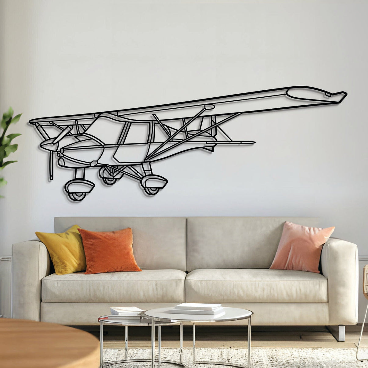 C42B Angle metal aircraft wall art, laser‑cut 2 mm steel with matte powder coat and floating 3D effect