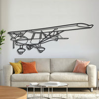 C42B Angle metal aircraft wall art, laser‑cut 2 mm steel with matte powder coat and floating 3D effect