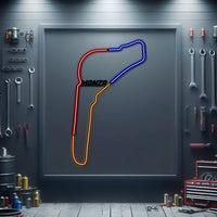 Monza circuit neon track wall art – laser‑cut steel décor for Temple of Speed enthusiasts