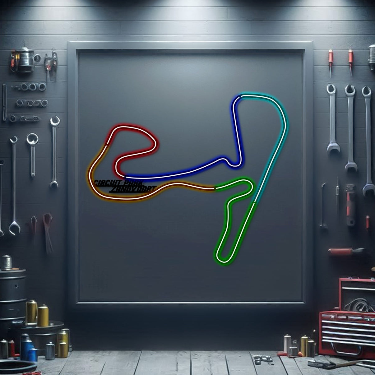 Zandvoort circuit metal neon race track wall art – laser‑cut 3 mm steel décor for motorsport fans