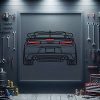 Chevrolet Camaro rear view neon metal wall art – laser‑cut 3 mm textured steel with matte powder‑coat finish