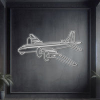 CP‑107 Argus naval patrol aircraft neon silhouette wall art, laser‑cut steel with iconic chin radome and bold 3D elevation