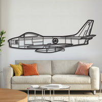 Canadair F‑86 Sabre metal aircraft wall art, laser‑cut 2 mm textured steel with matte powder‑coated finish