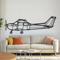 Cessna Skyhawk 172 high-wing aircraft metal wall art – laser-cut matte black steel silhouette
